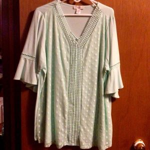Pastel Mint Green Polka Dot Top-PRICE FIRM!